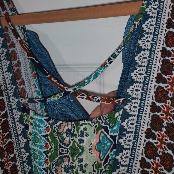 One World 100% Viscose Flowy Lace Accent Summer Dress-Open Back-Size 2x-3X - Picture 10 of 15